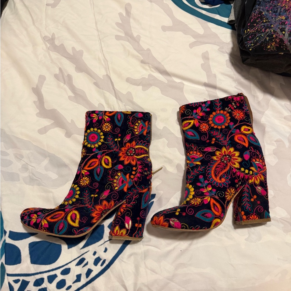 Colorful Embroidered Heels